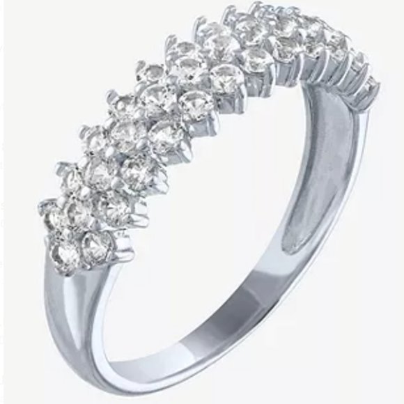 White Sapphire Sterling Silver Band - Picture 3 of 4